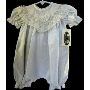 Romper Girls Infant 3 Mo White Lace Ruffled Fancy Holiday Loan Bor Spain NEW